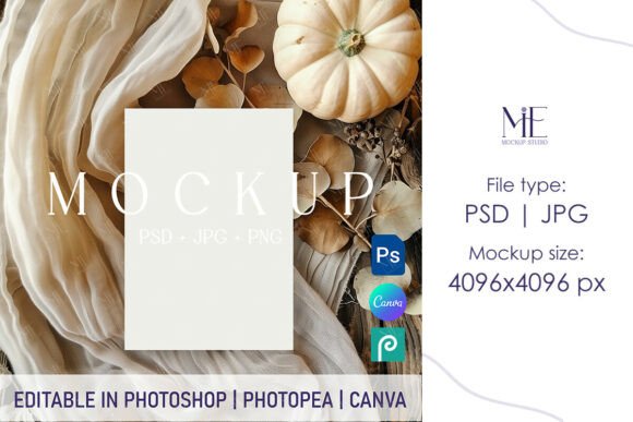 Boho Autumn Invitation Card Mockup: Showcase Your Designs