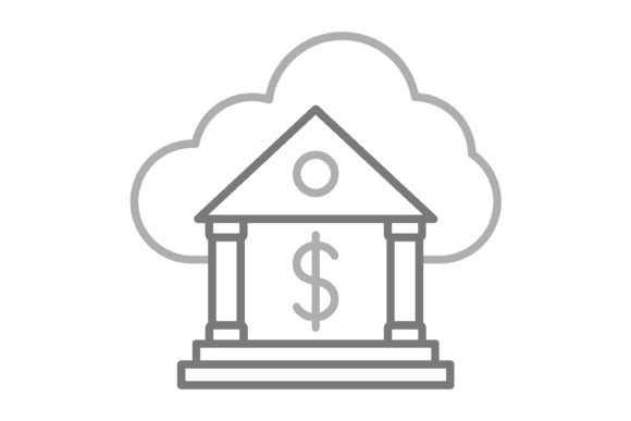 Cloud Banking Greyscale Line Icon: A Practical Design Asset