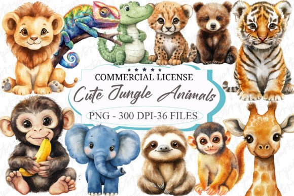 Cute Jungle Animals Watercolor Clipart: A Designer's Asset Guide