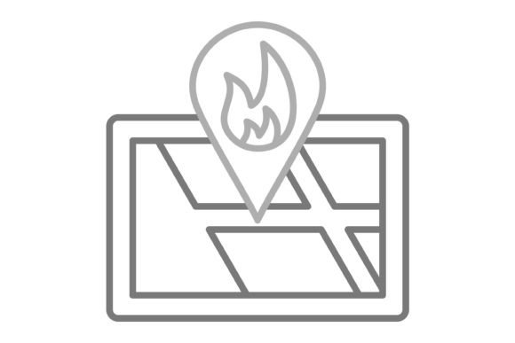 Fire Location Greyscale Line Icon: A Designer's Essential Tool