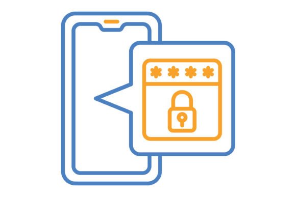 Lock Blue & Orange Line Icon: Secure Your Visuals
