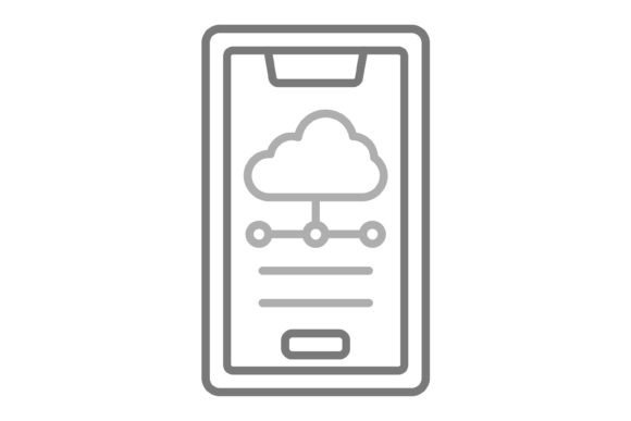 Mobile Cloud Greyscale Line Icon: A Versatile Design Asset