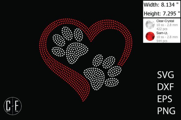 Paws Heart Rhinestone Template: A Sparkling Design Asset for Your Projects